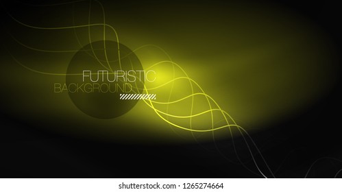 Neon lines wave background. Vector abstract composition
