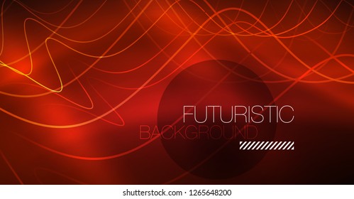 Neon lines wave background. Vector abstract composition