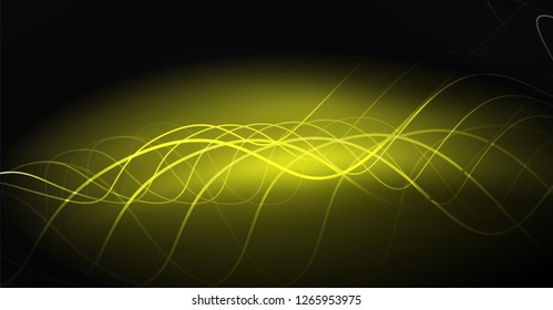 Neon lines wave background. Vector abstract composition