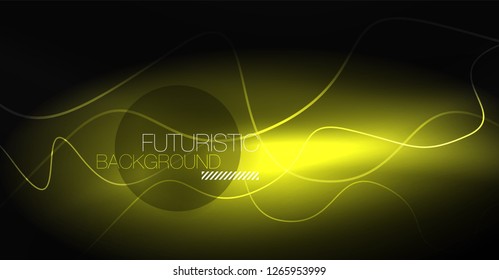Neon lines wave background. Vector abstract composition