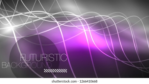 Neon lines wave background. Vector abstract composition