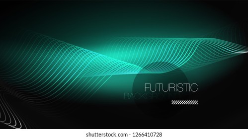 Neon lines wave background. Vector abstract composition