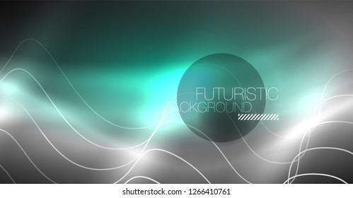 Neon lines wave background. Vector abstract composition