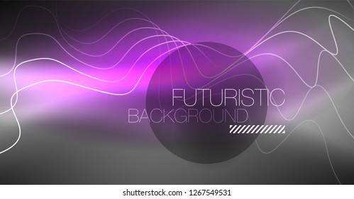 Neon lines wave background. Vector abstract composition