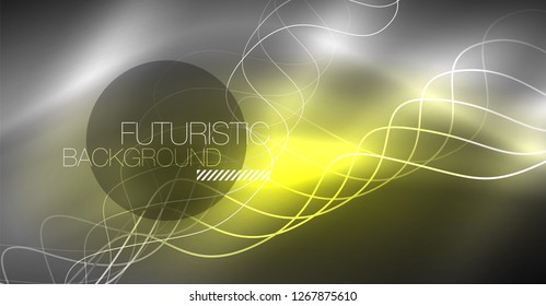 Neon lines wave background. Vector abstract composition