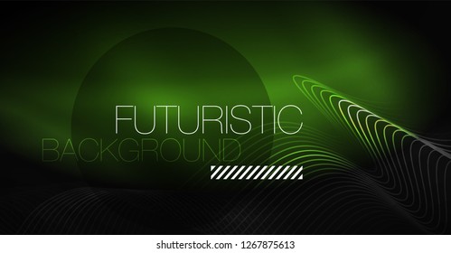 Neon lines wave background. Vector abstract composition