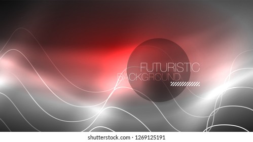 Neon lines wave background. Vector abstract composition
