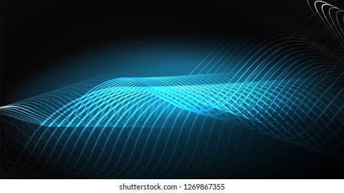 Neon lines wave background. Vector abstract composition