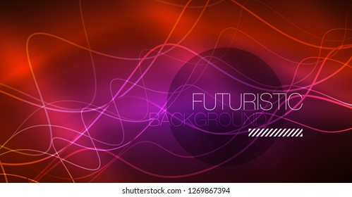 Neon lines wave background. Vector abstract composition