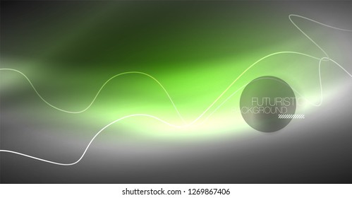 Neon lines wave background. Vector abstract composition