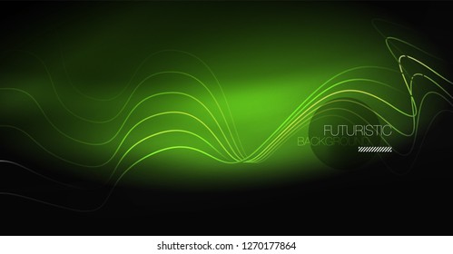 Neon lines wave background. Vector abstract composition