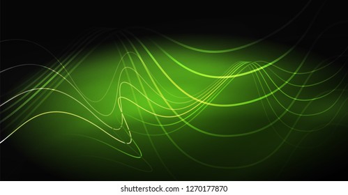 Neon lines wave background. Vector abstract composition