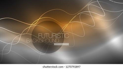 Neon lines wave background. Vector abstract composition