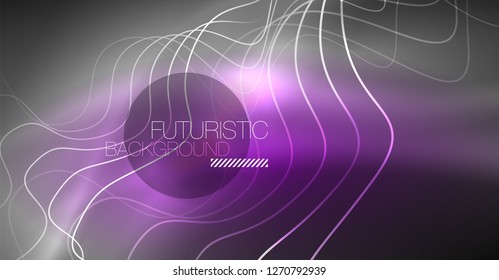 Fondo de onda de líneas de neón. Composición abstracta vectorial
