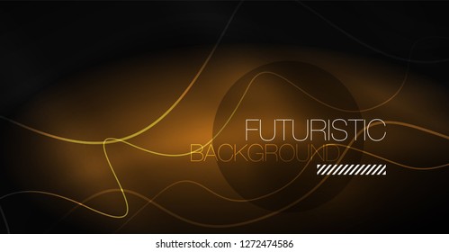 Fondo de onda de líneas de neón. Composición abstracta vectorial