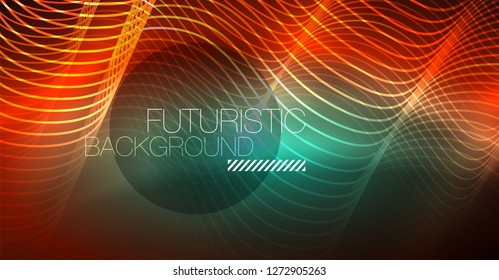 Neon lines wave background. Vector abstract composition