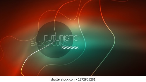 Neon lines wave background. Vector abstract composition