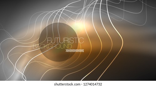Neon lines wave background. Vector abstract composition