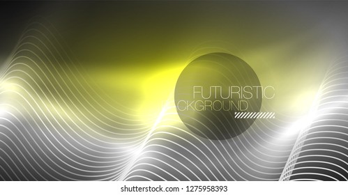 Neon lines wave background. Vector abstract composition