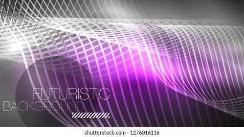 Neon lines wave background. Vector abstract composition