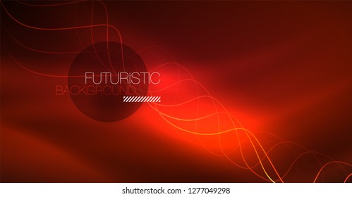 Neon lines wave background. Vector abstract composition