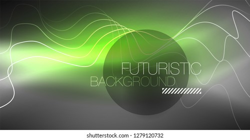 Neon lines wave background. Vector abstract composition