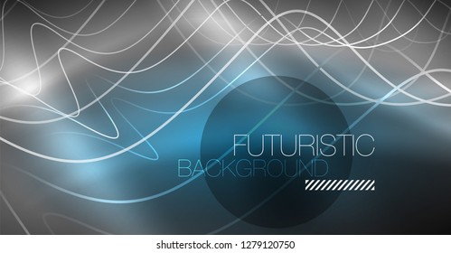 Neon lines wave background. Vector abstract composition
