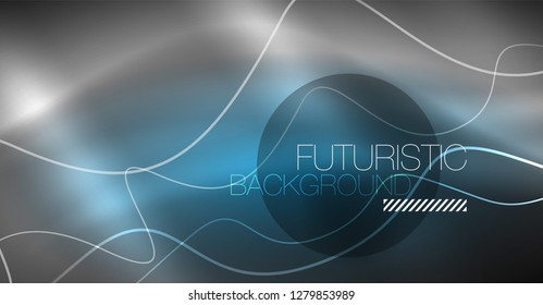 Neon lines wave background. Vector abstract composition