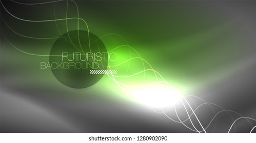 Neon lines wave background. Vector abstract composition