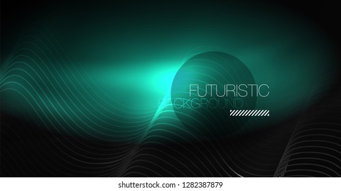 Neon lines wave background. Vector abstract composition
