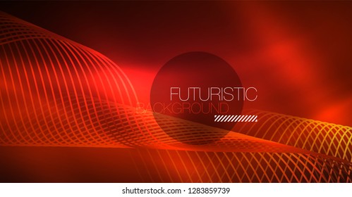 Neon lines wave background. Vector abstract composition