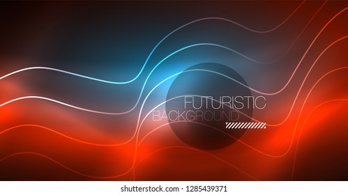 Fondo de onda de líneas de neón. Composición abstracta vectorial