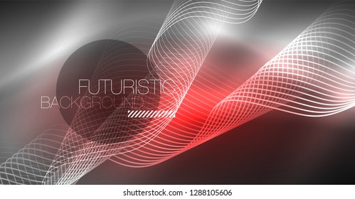 Neon lines wave background. Vector abstract composition