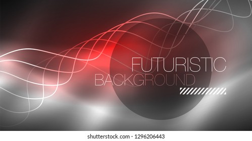 Neon lines wave background. Vector abstract composition