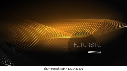 Neon lines wave background. Vector abstract composition