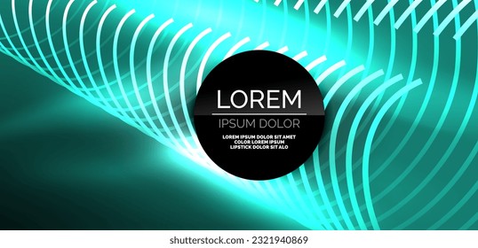 Neon lines and waves abstract background. Techno glowing neon shapes vector illustration for wallpaper, banner, background, landing page, wall art, invitation, prints, posters