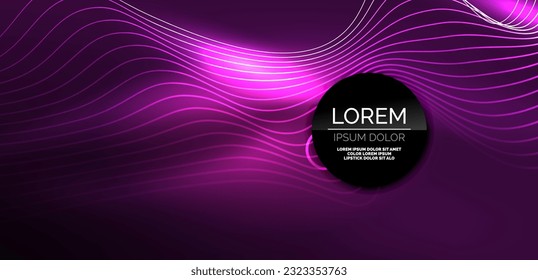 Neon lines and waves abstract background. Techno glowing neon shapes vector illustration for wallpaper, banner, background, landing page, wall art, invitation, prints, posters