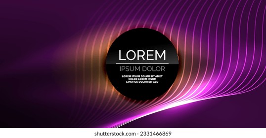 Neon lines and waves abstract background. Techno glowing neon shapes vector illustration for wallpaper, banner, background, landing page, wall art, invitation, prints, posters