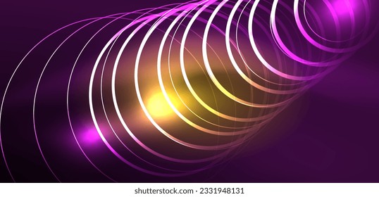 Neon lines and waves abstract background. Techno glowing neon shapes vector illustration for wallpaper, banner, background, landing page, wall art, invitation, prints, posters