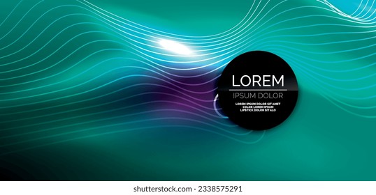 Neon lines and waves abstract background. Techno glowing neon shapes vector illustration for wallpaper, banner, background, landing page, wall art, invitation, prints, posters