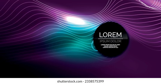 Neon lines and waves abstract background. Techno glowing neon shapes vector illustration for wallpaper, banner, background, landing page, wall art, invitation, prints, posters