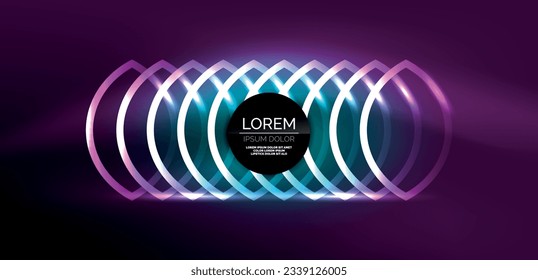 Líneas de neón y ondas de fondo abstracto. Tecno de formas de neón brillante ilustración vectorial para papel tapiz, banner, fondo, página de aterrizaje, arte de pared, invitación, impresiones, carteles