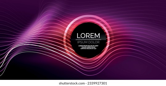 Neon lines and waves abstract background. Techno glowing neon shapes vector illustration for wallpaper, banner, background, landing page, wall art, invitation, prints, posters