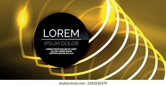 Líneas de neón y ondas de fondo abstracto. Tecno de formas de neón brillante ilustración vectorial para papel tapiz, banner, fondo, página de aterrizaje, arte de pared, invitación, impresiones, carteles