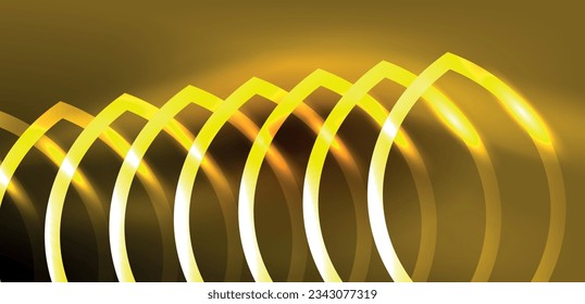 Neon lines and waves abstract background. Techno glowing neon shapes vector illustration for wallpaper, banner, background, landing page, wall art, invitation, prints, posters