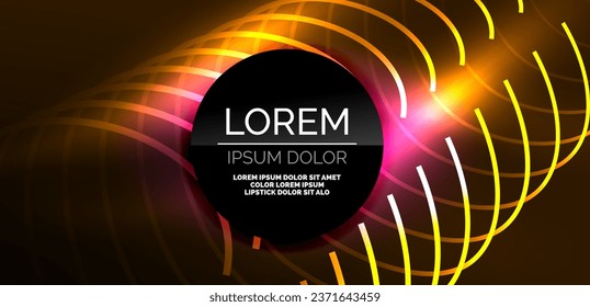 Neon lines and waves abstract background. Techno glowing neon shapes vector illustration for wallpaper, banner, background, landing page, wall art, invitation, prints, posters