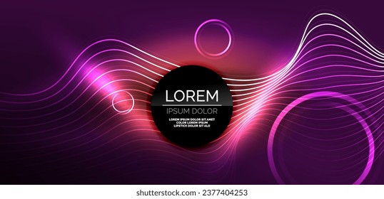 Neon lines and waves abstract background. Techno glowing neon shapes vector illustration for wallpaper, banner, background, landing page, wall art, invitation, prints, posters