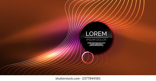 Neon lines and waves abstract background. Techno glowing neon shapes vector illustration for wallpaper, banner, background, landing page, wall art, invitation, prints, posters