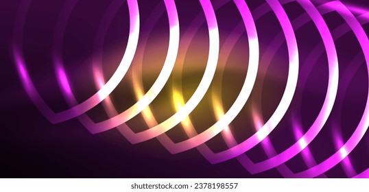 Neon lines and waves abstract background. Techno glowing neon shapes vector illustration for wallpaper, banner, background, landing page, wall art, invitation, prints, posters