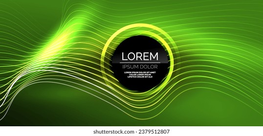 Líneas de neón y ondas de fondo abstracto. Tecno de formas de neón brillante ilustración vectorial para papel tapiz, banner, fondo, página de aterrizaje, arte de pared, invitación, impresiones, carteles